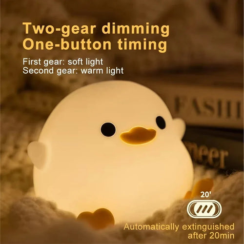 Rechargeable Night Light LED Cartoon Animal Silicone Lamp for Kids Touch Sensor Timer USB Children'S Room Dec