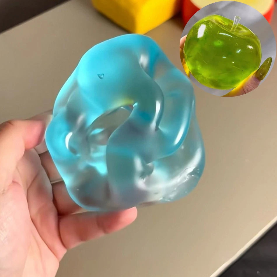 Squishy Green Apple Stress Ball Soft Fidget Sensory Toy for ADHD Autism Slow Rebound Squeeze Toy for Adults Kids Christmas Gift